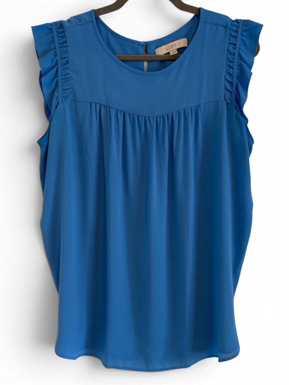 LOFT Blue Ruffle Sleeve Blouse – Women’s Size Large